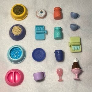 RARE VTG LPS Food & Kibble Lot • Authentic Hasbro Sardines Bowls Cups & More